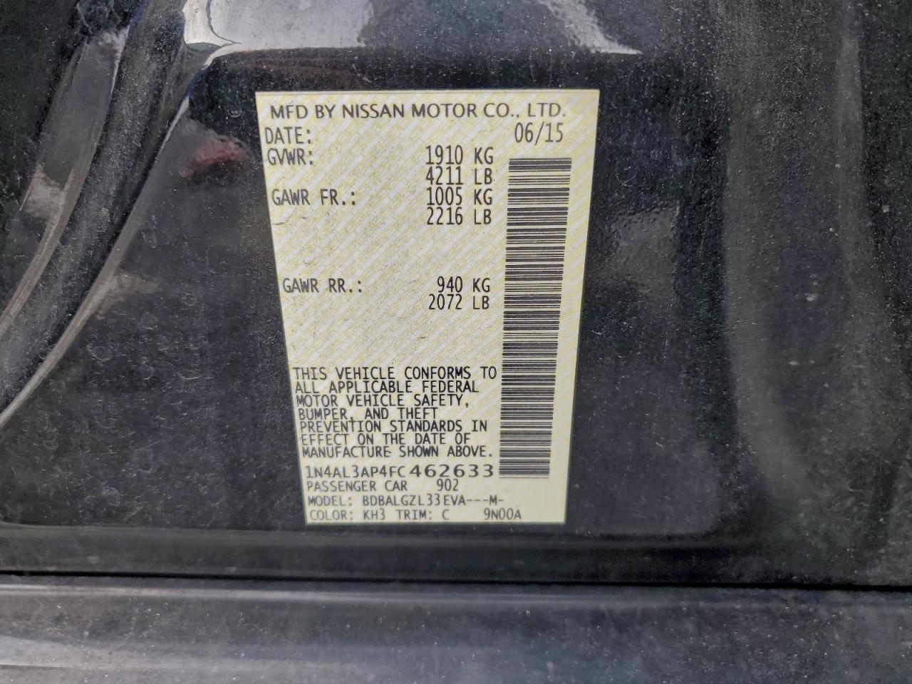 2015 NISSAN ALTIMA 2.5 photo 13