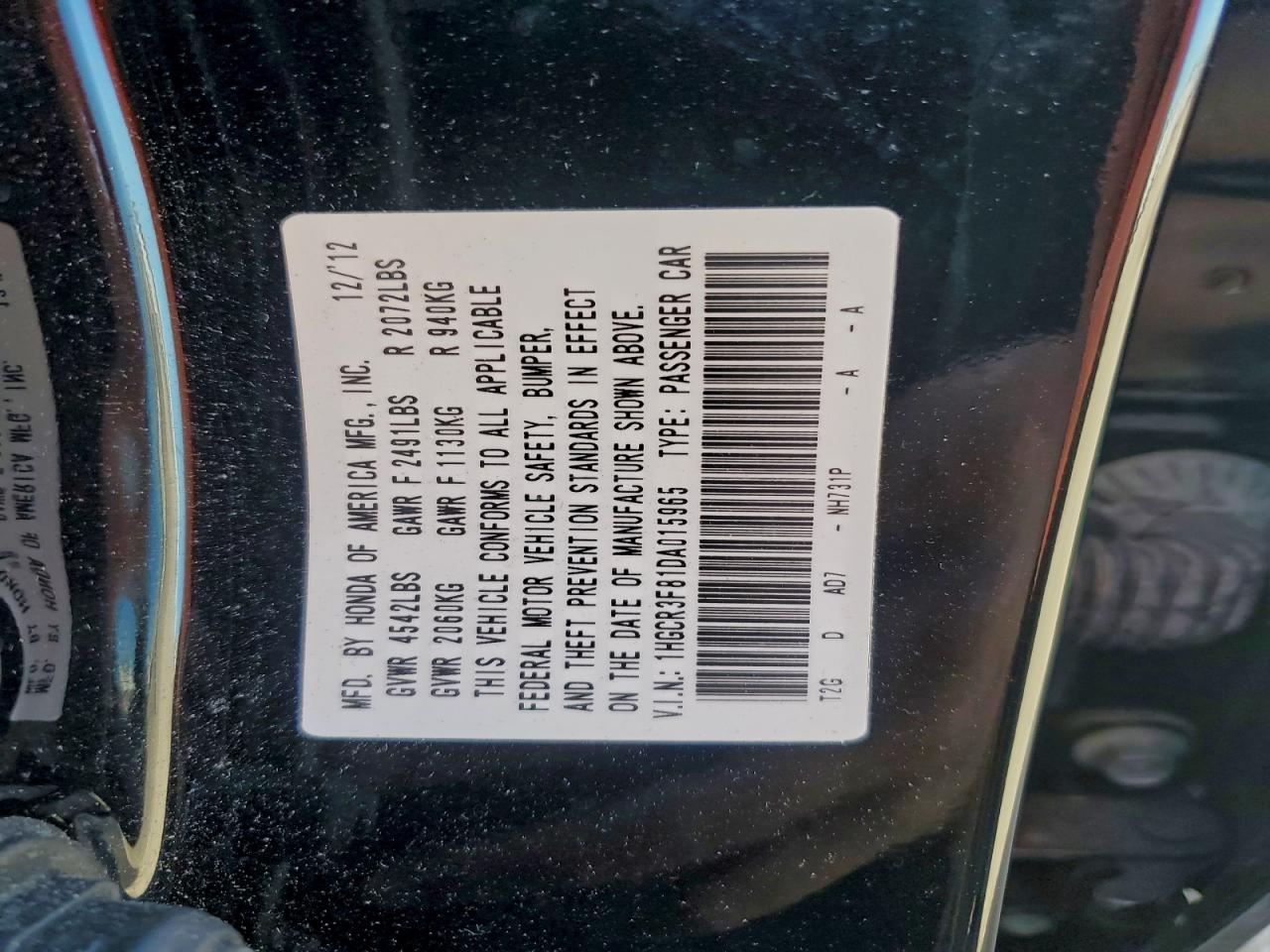 2013 HONDA ACCORD EXL photo 12