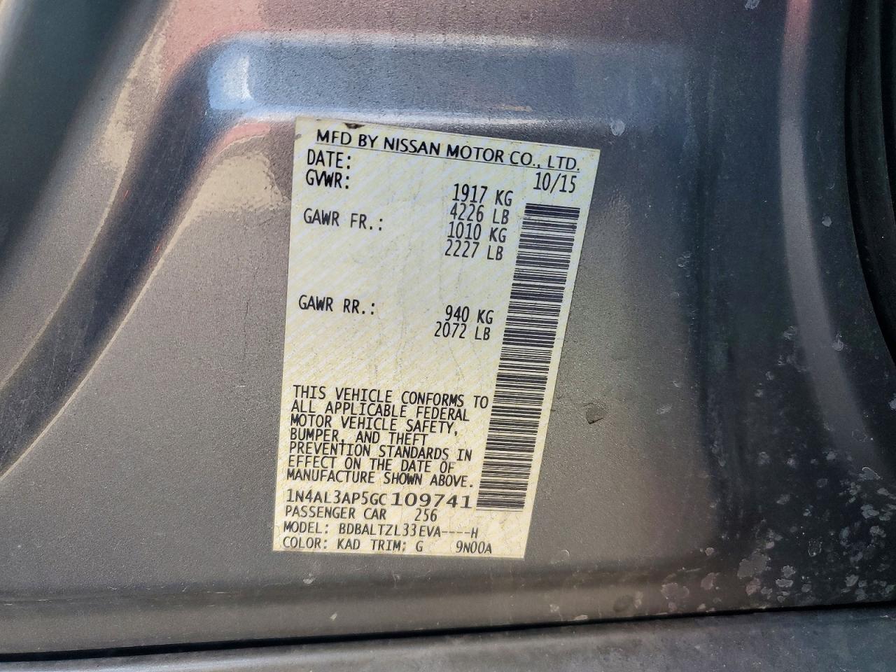 2016 NISSAN ALTIMA 2.5 photo 12
