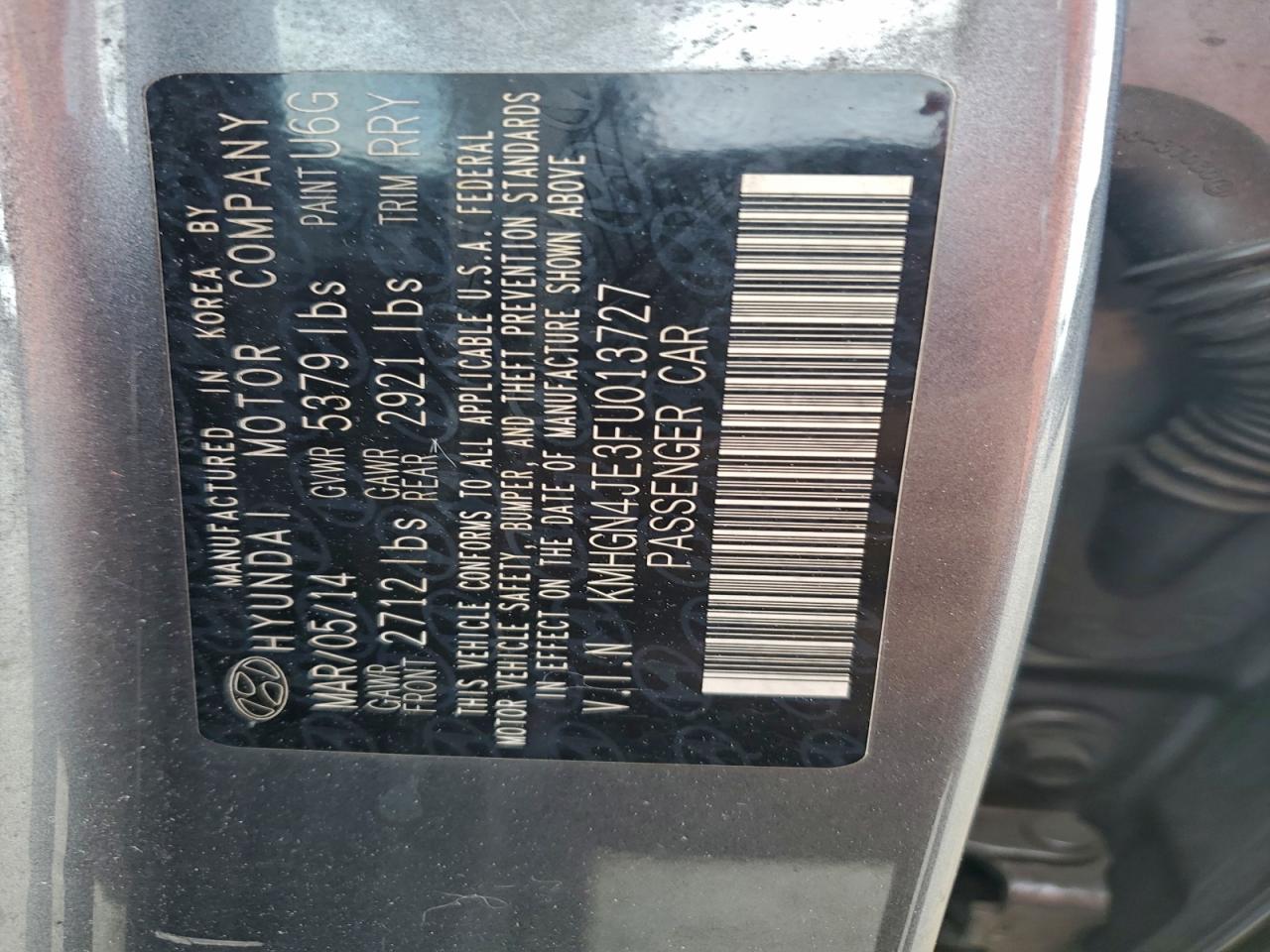 2015 HYUNDAI GENESIS 3.8L photo 13