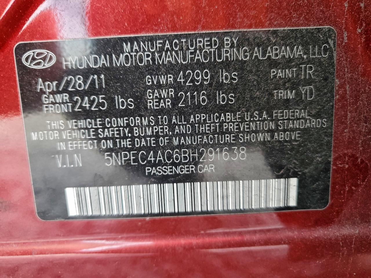 2011 HYUNDAI SONATA SE photo 12