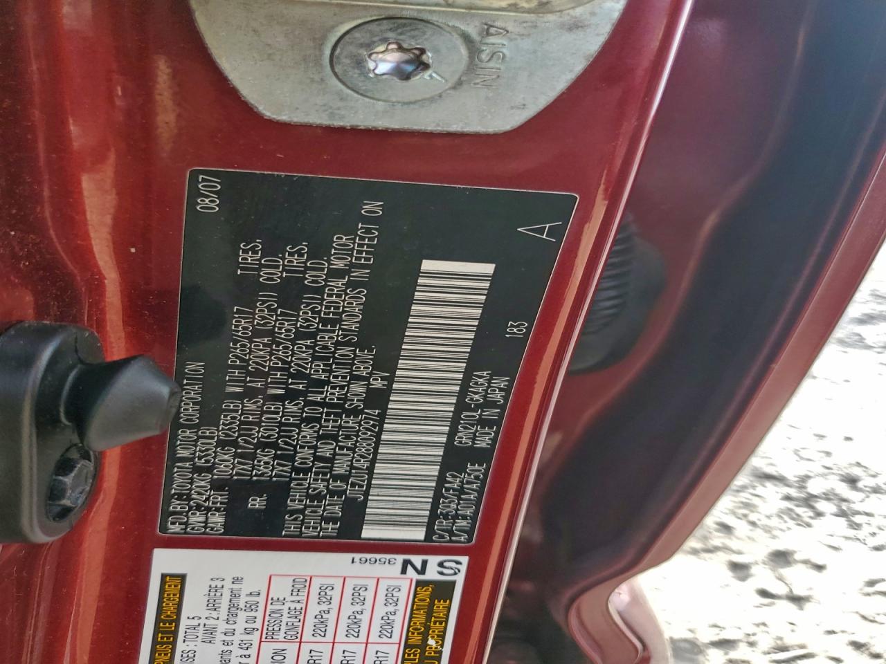 2008 TOYOTA 4RUNNER SR5 photo 13