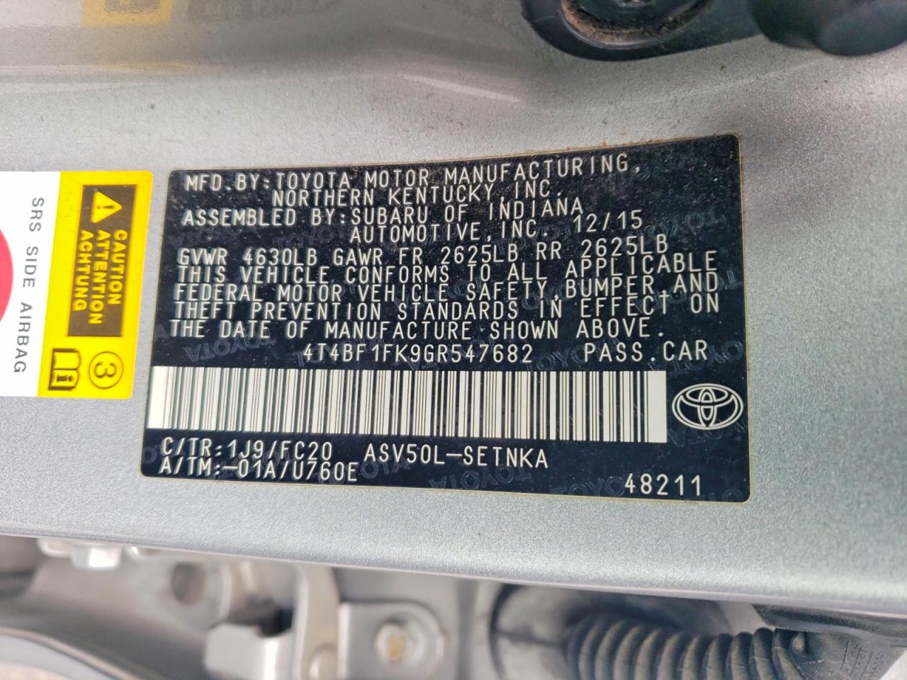 2016 TOYOTA CAMRY LE photo 12