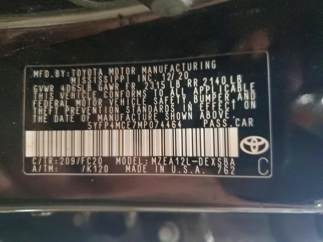 2021 TOYOTA COROLLA SE photo 12