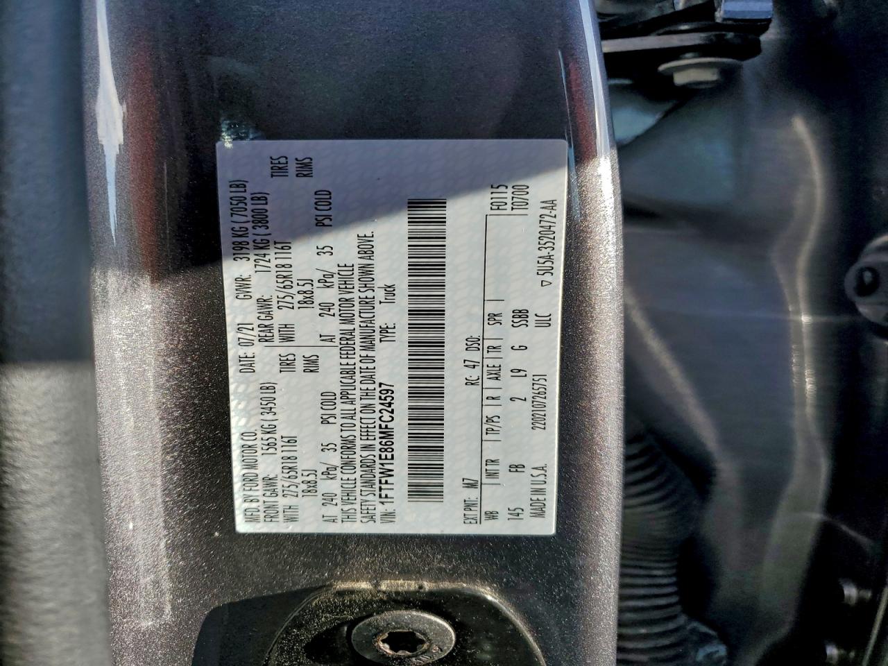 2021 FORD F150 SUPERCREW photo 12