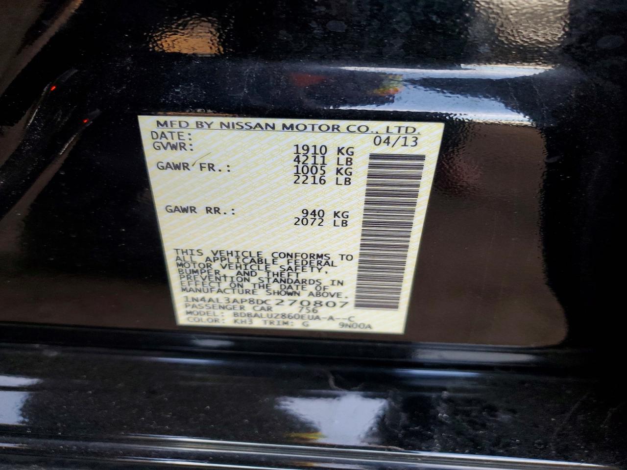 2013 NISSAN ALTIMA 2.5 photo 12