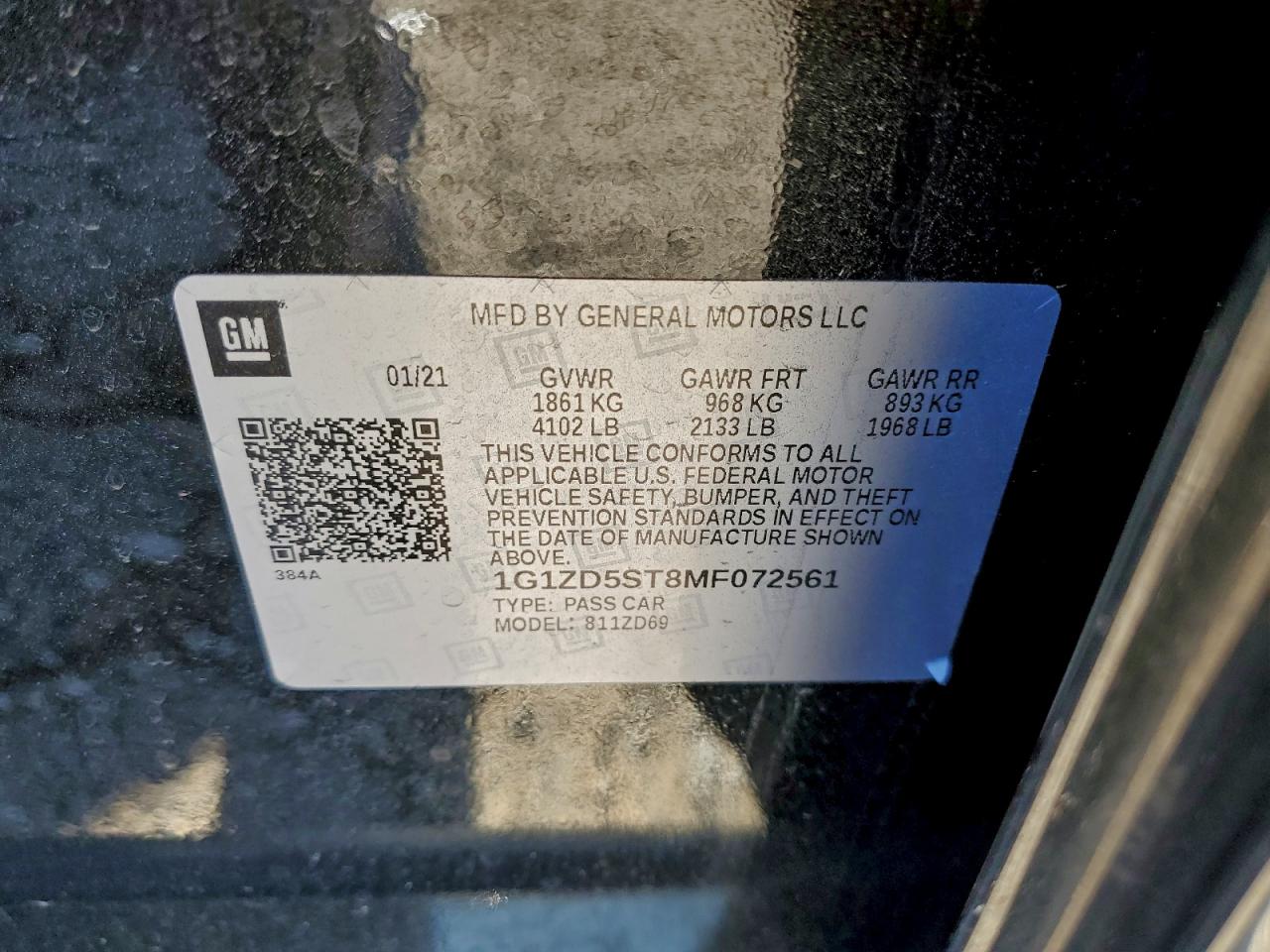 2021 CHEVROLET MALIBU LT photo 12