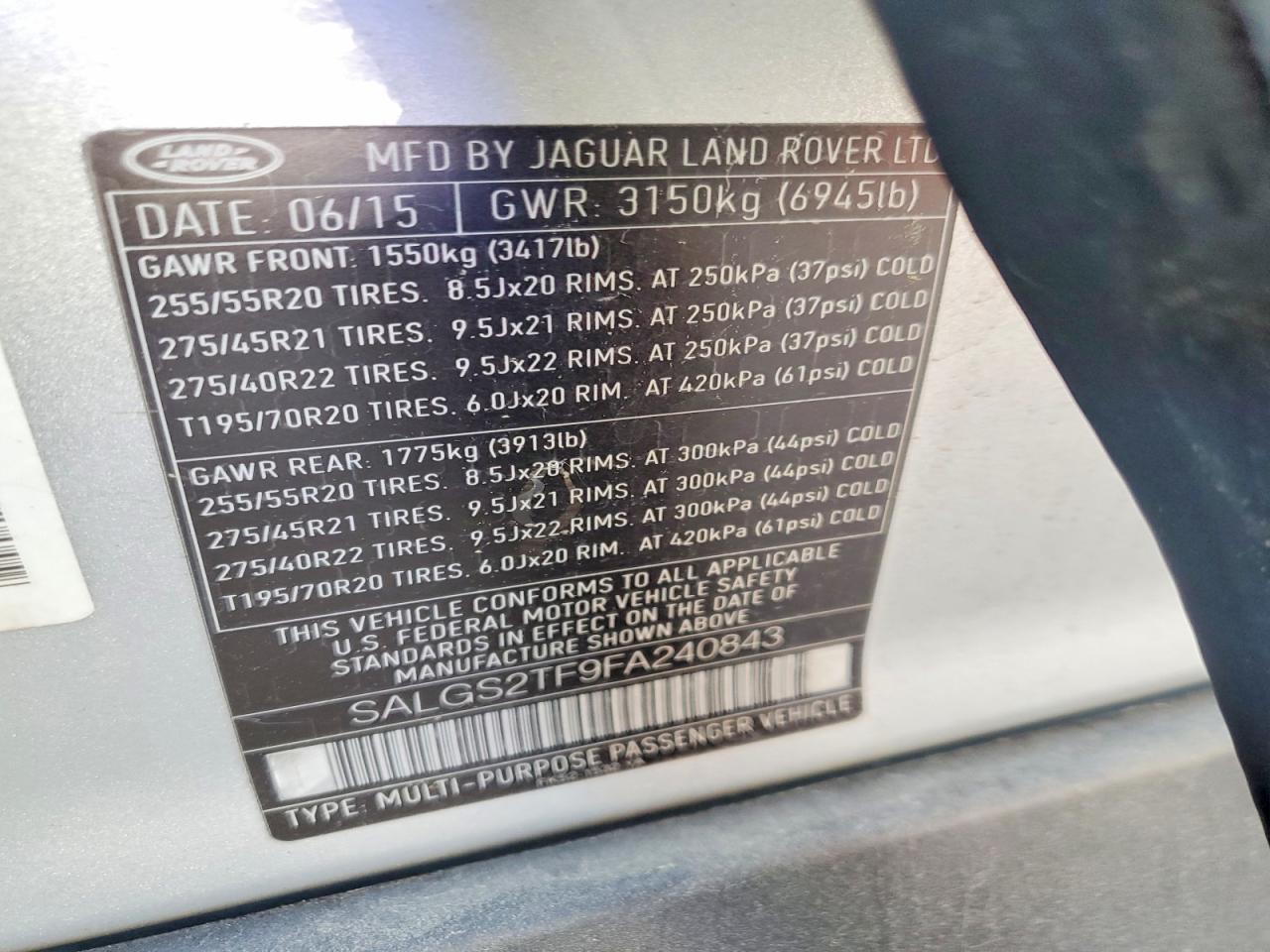 2015 LAND ROVER RANGE ROVER SUPERCHARGED photo 13