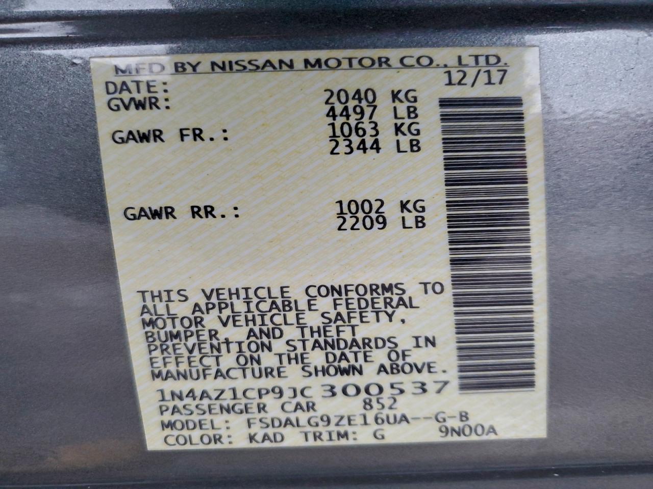 2018 NISSAN LEAF S photo 13