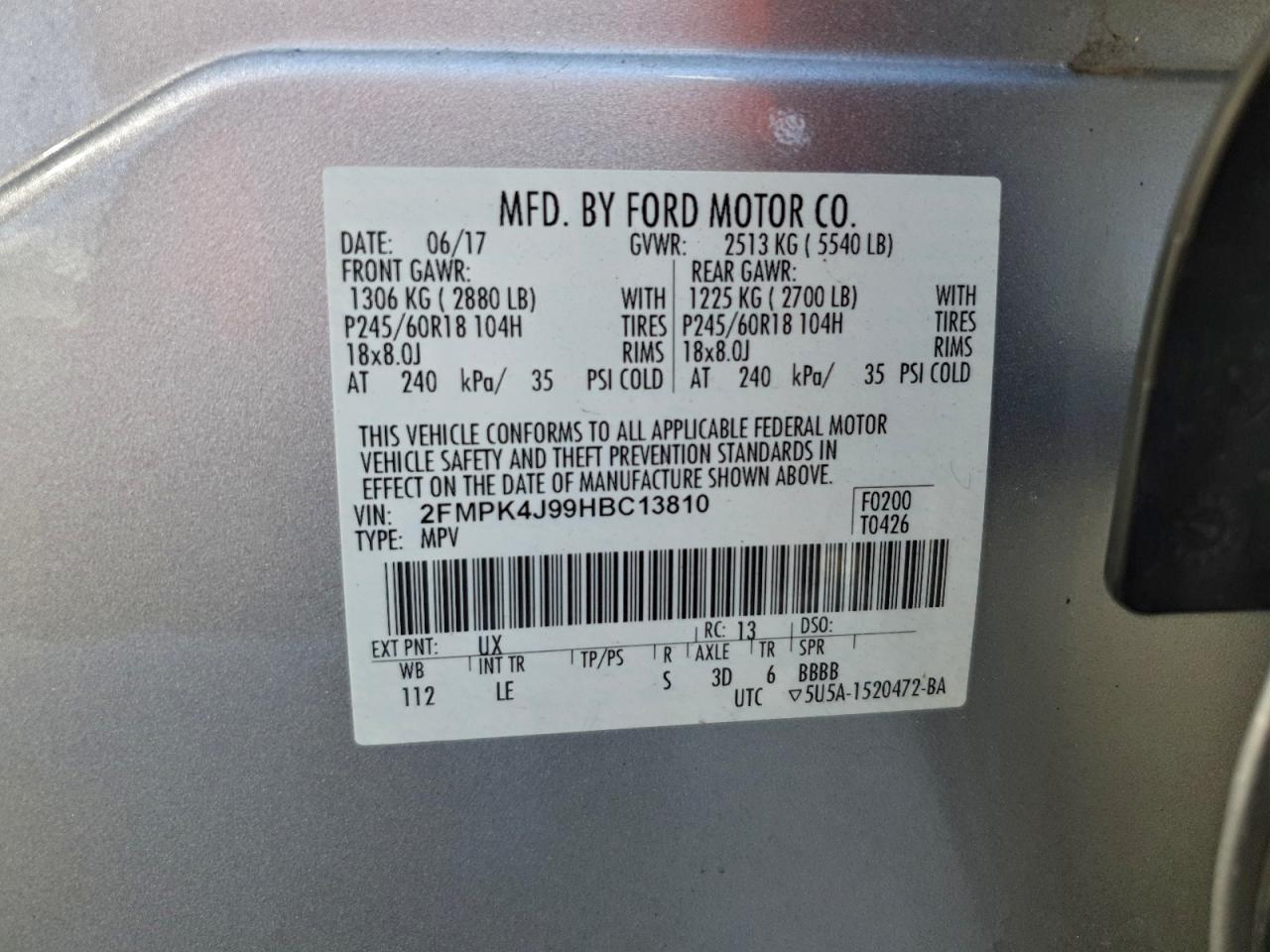 2017 FORD EDGE SEL photo 13
