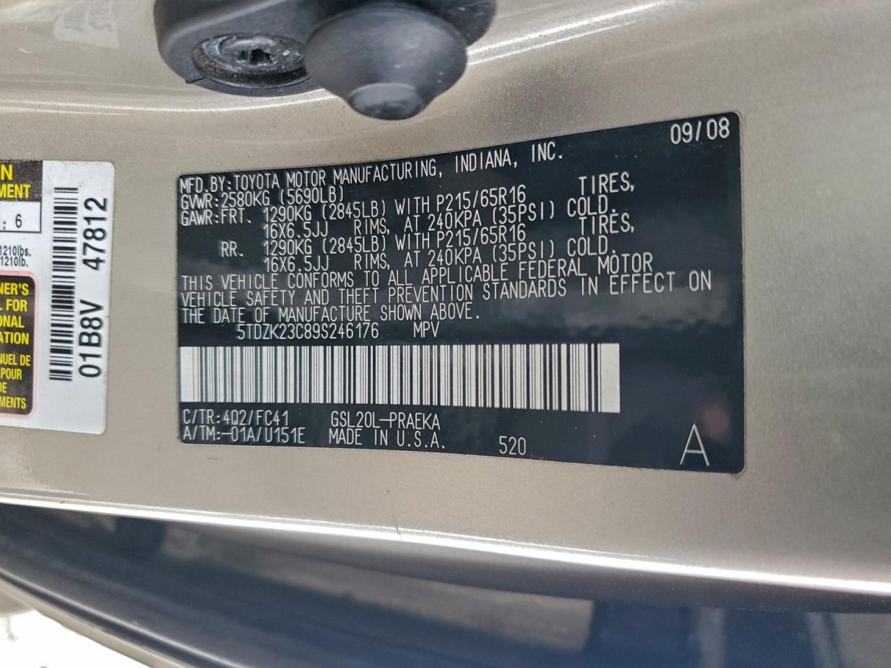 2009 TOYOTA SIENNA CE photo 13