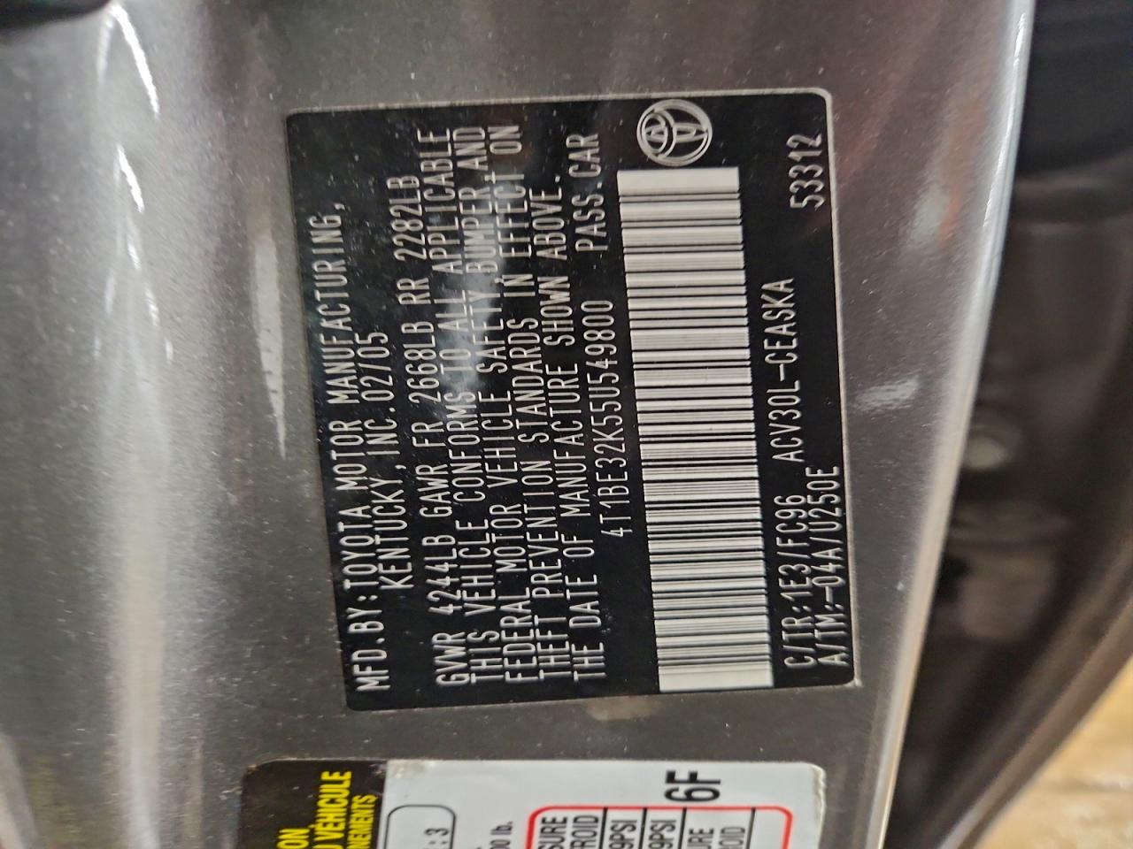 2005 TOYOTA CAMRY LE photo 12