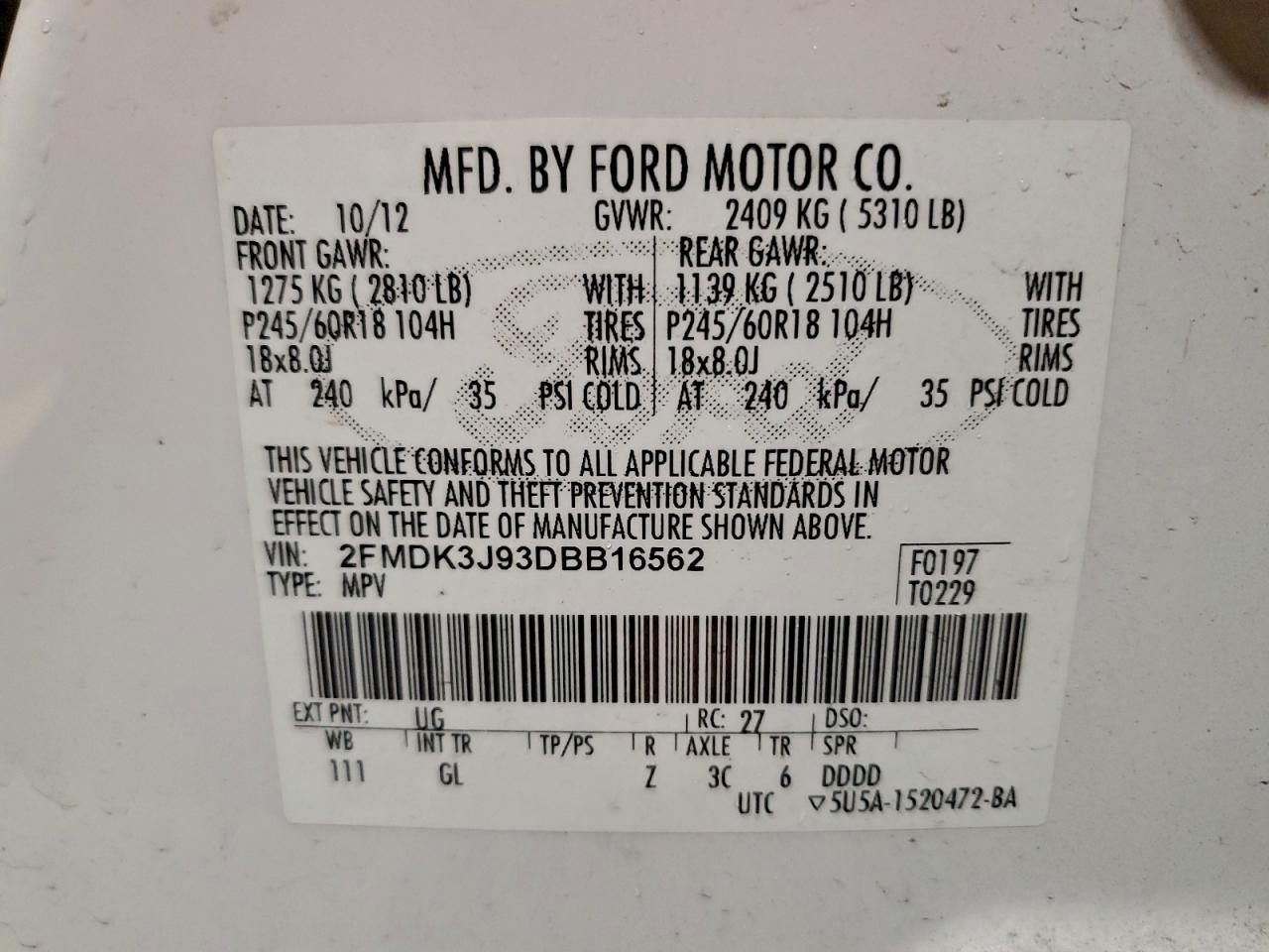 2013 FORD EDGE SEL photo 13