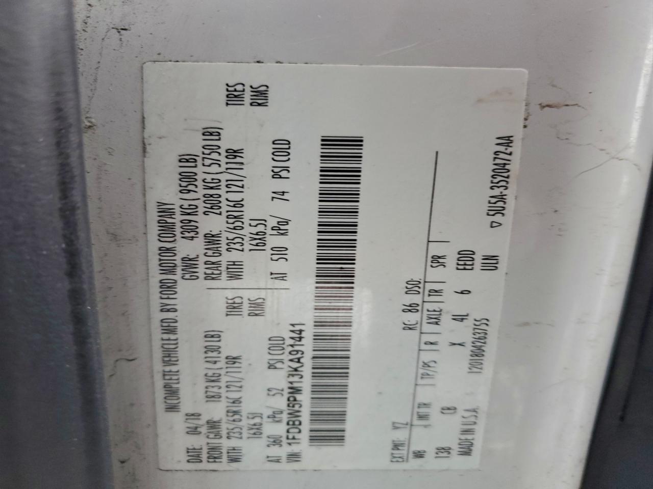 2018 FORD TRANSIT T-350 photo 23