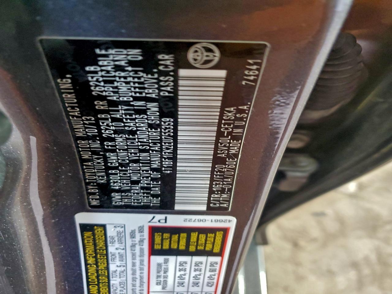 2014 TOYOTA CAMRY L photo 12