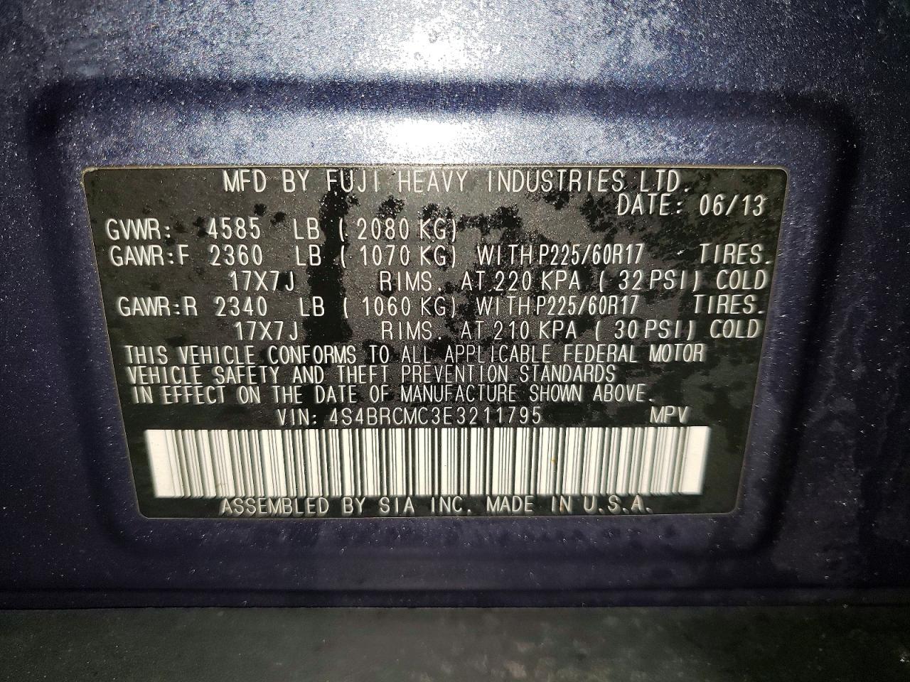2014 SUBARU OUTBACK 2.5I LIMITED photo 13