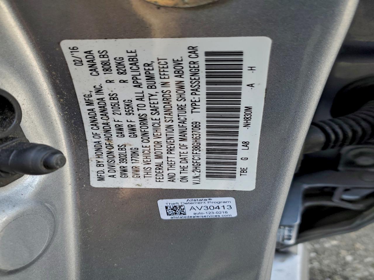 2016 HONDA CIVIC EX photo 12