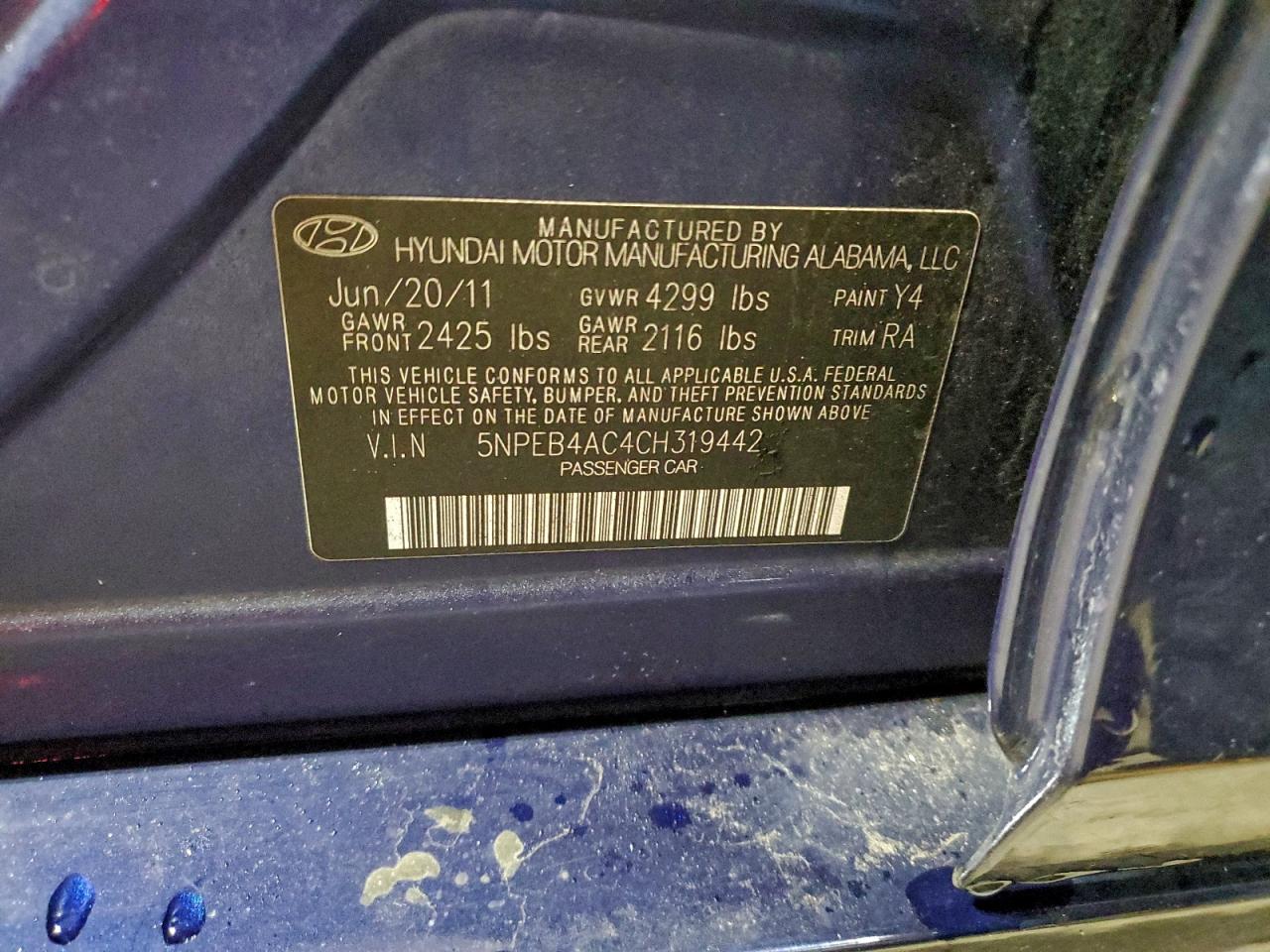 2012 HYUNDAI SONATA GLS photo 13