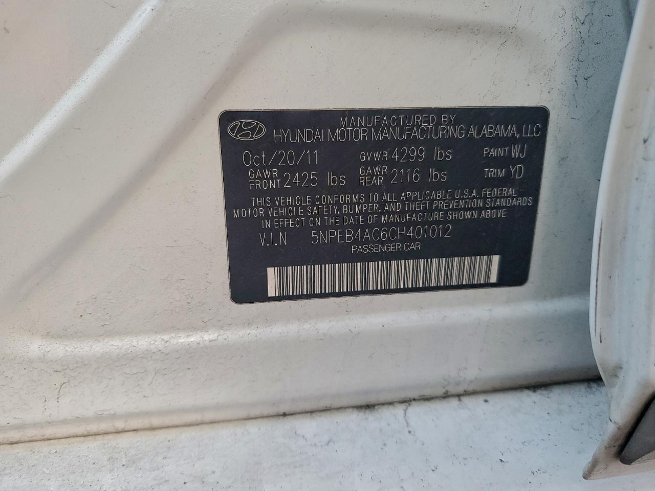 2012 HYUNDAI SONATA GLS photo 34