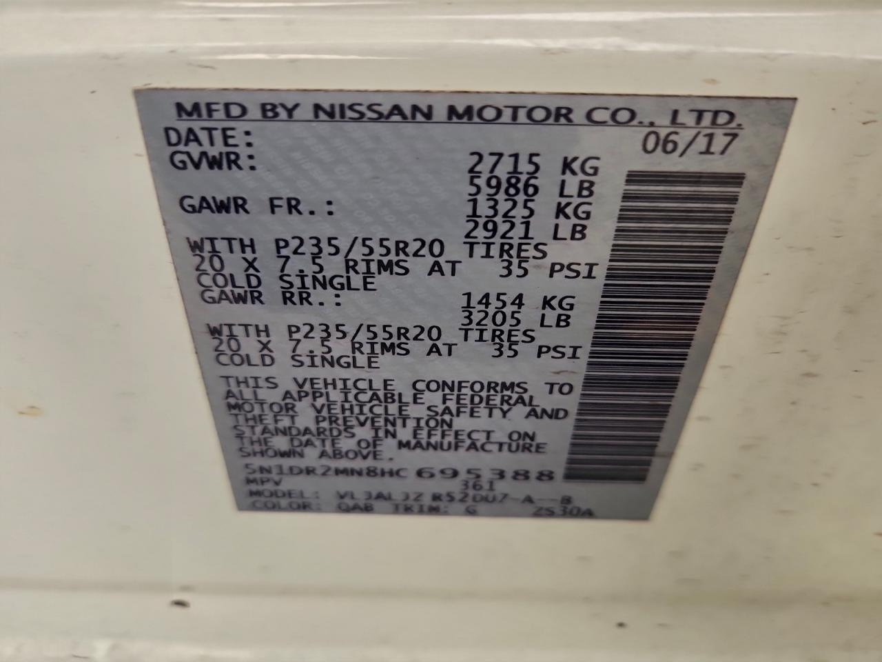 2017 NISSAN PATHFINDER S photo 13