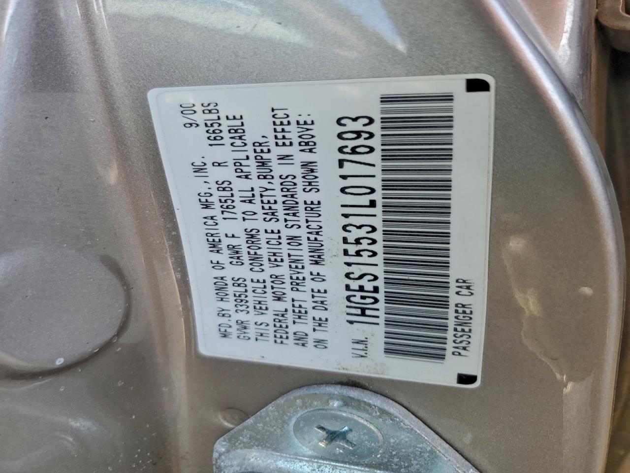 2001 HONDA CIVIC LX photo 12