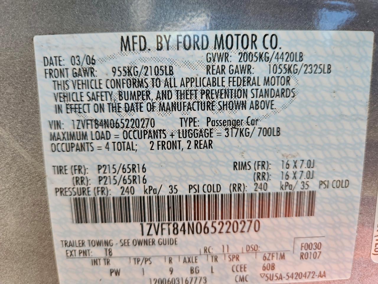 2006 FORD MUSTANG photo 13