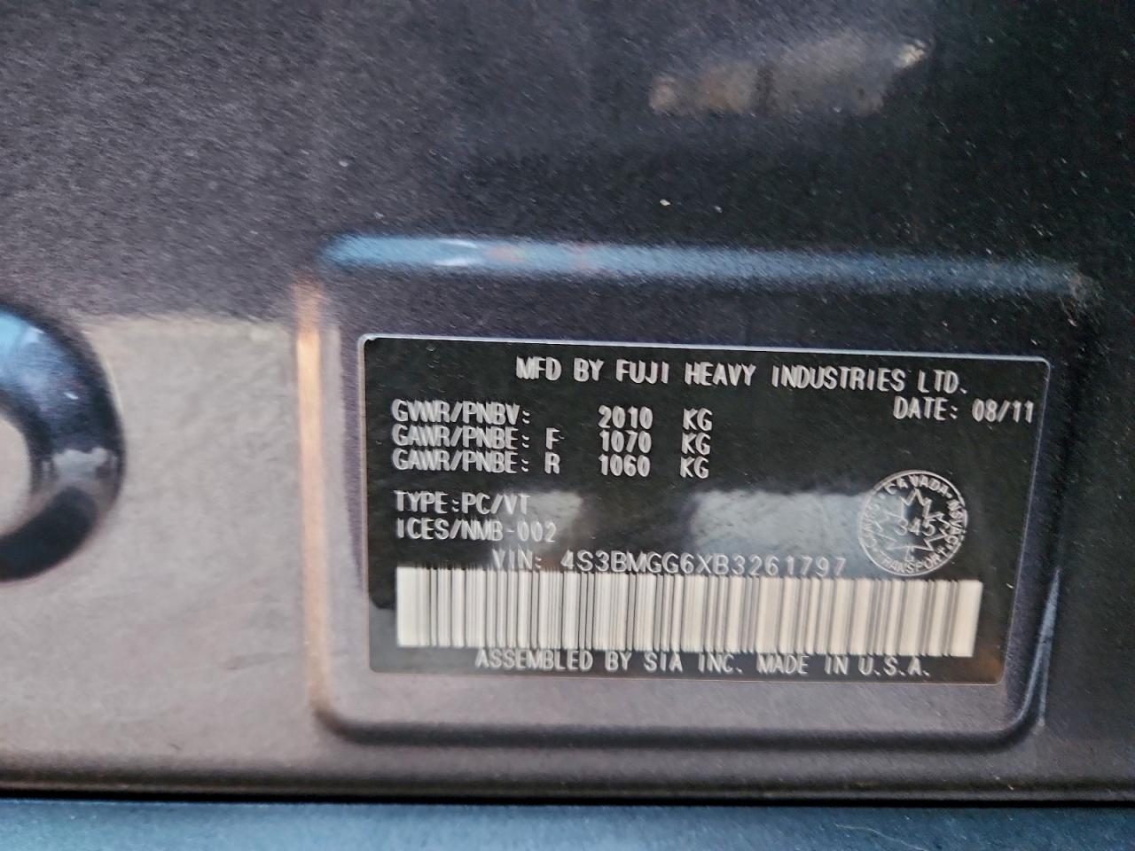 2011 SUBARU LEGACY 2.5I PREMIUM photo 13