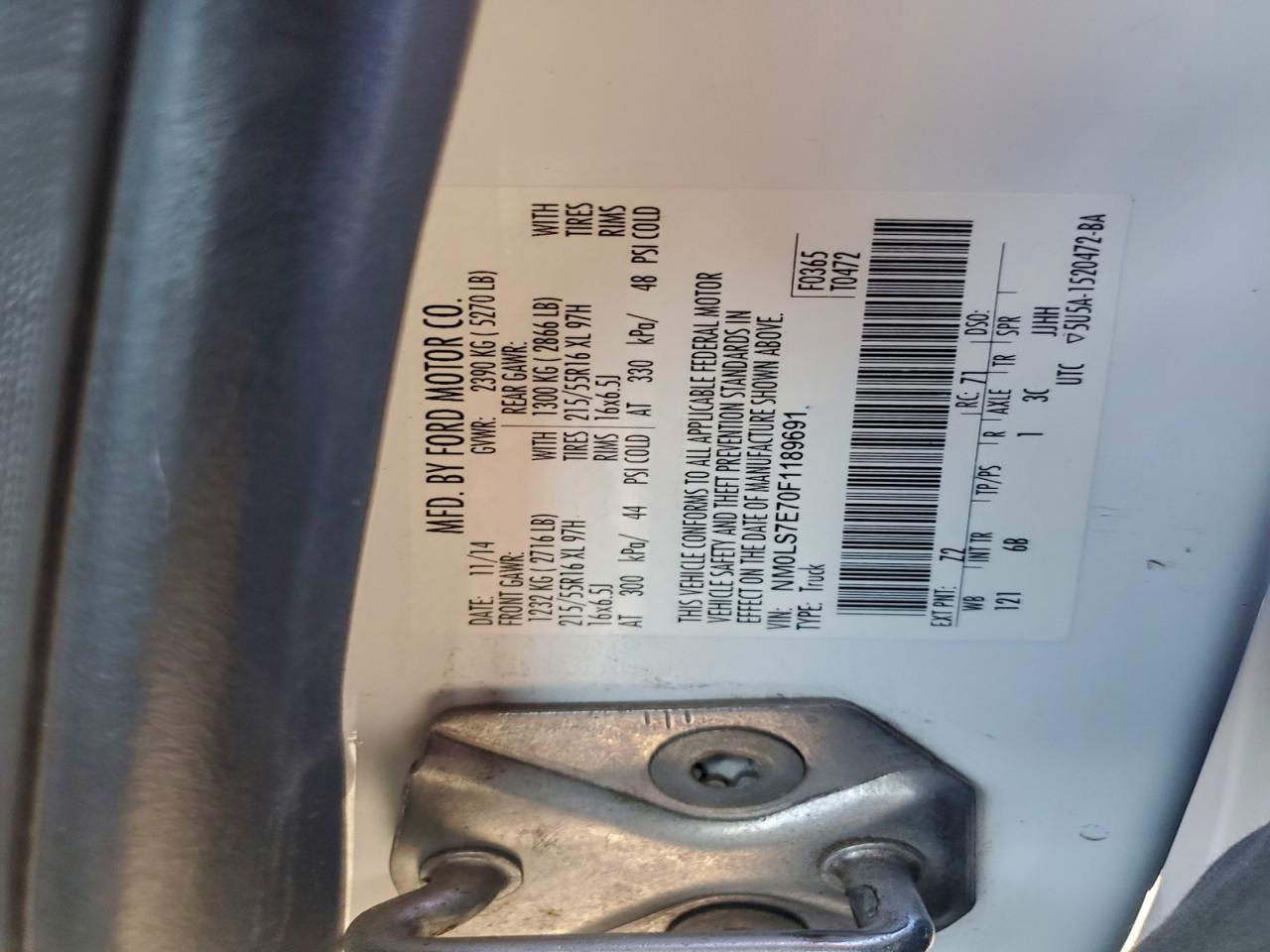 2015 FORD TRANSIT CONNECT UTILITY / SERVICE VAN photo 14