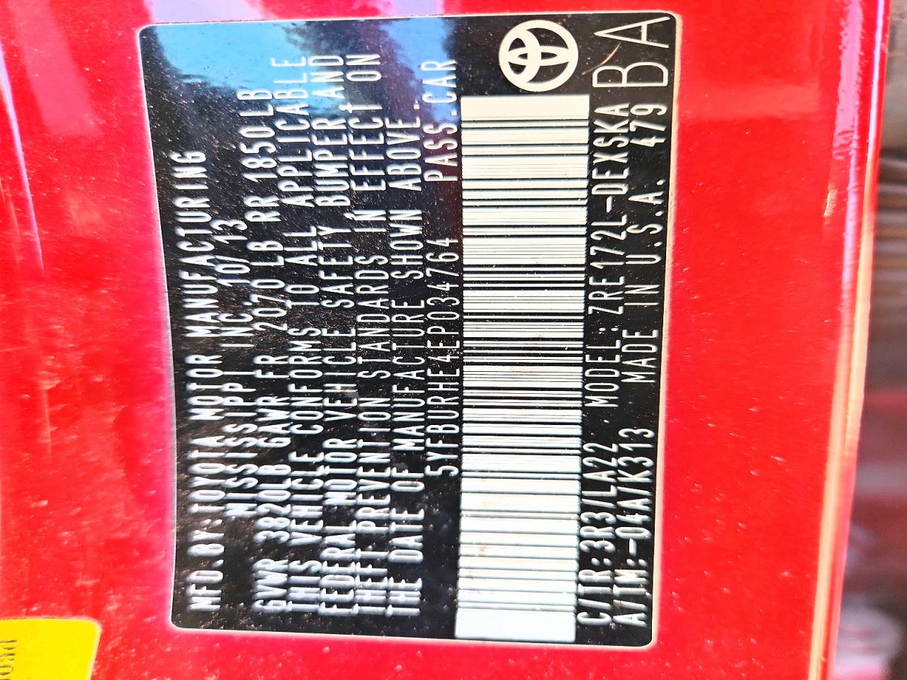 2014 TOYOTA COROLLA L photo 12
