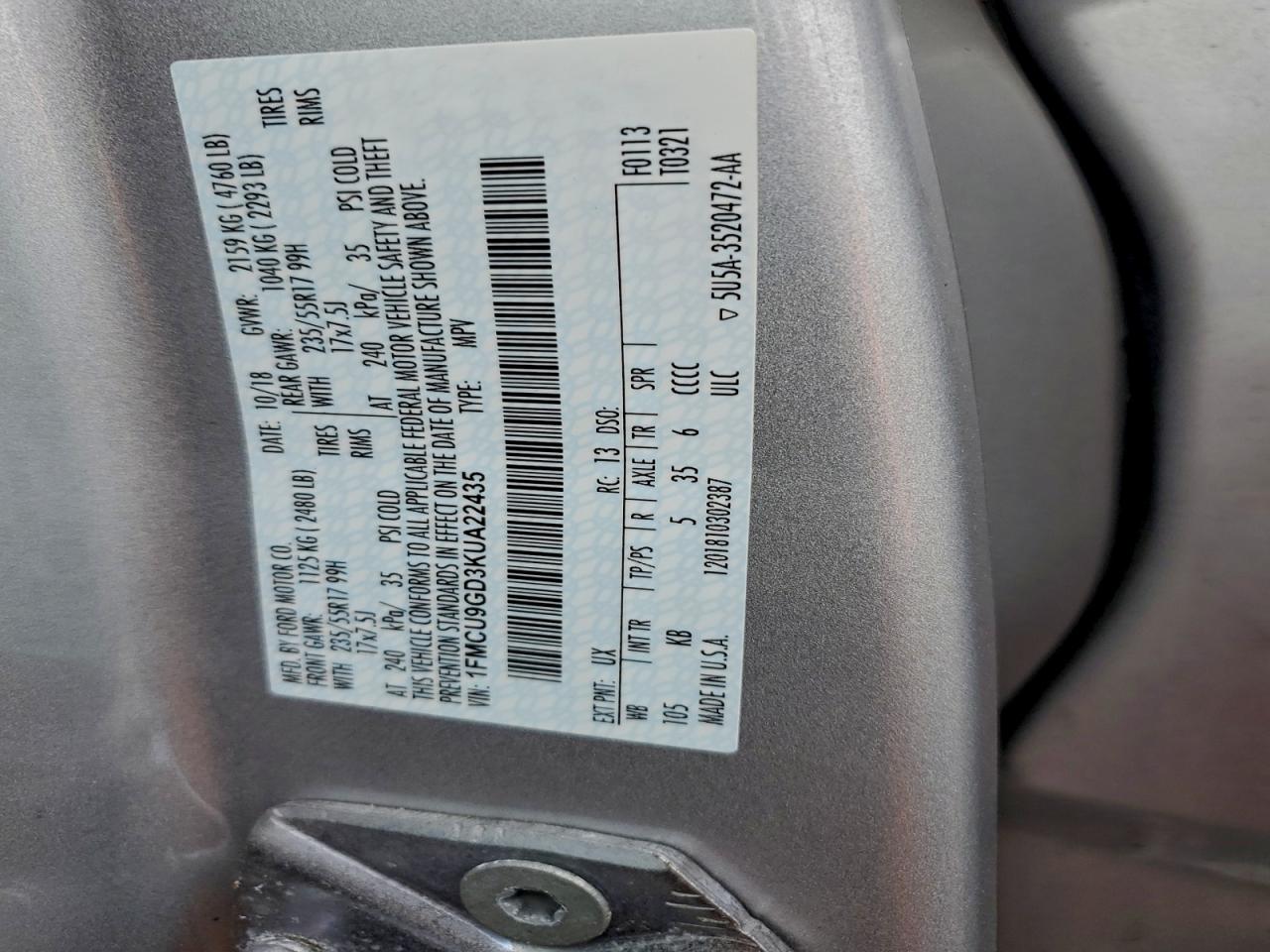 2019 FORD ESCAPE SE photo 12