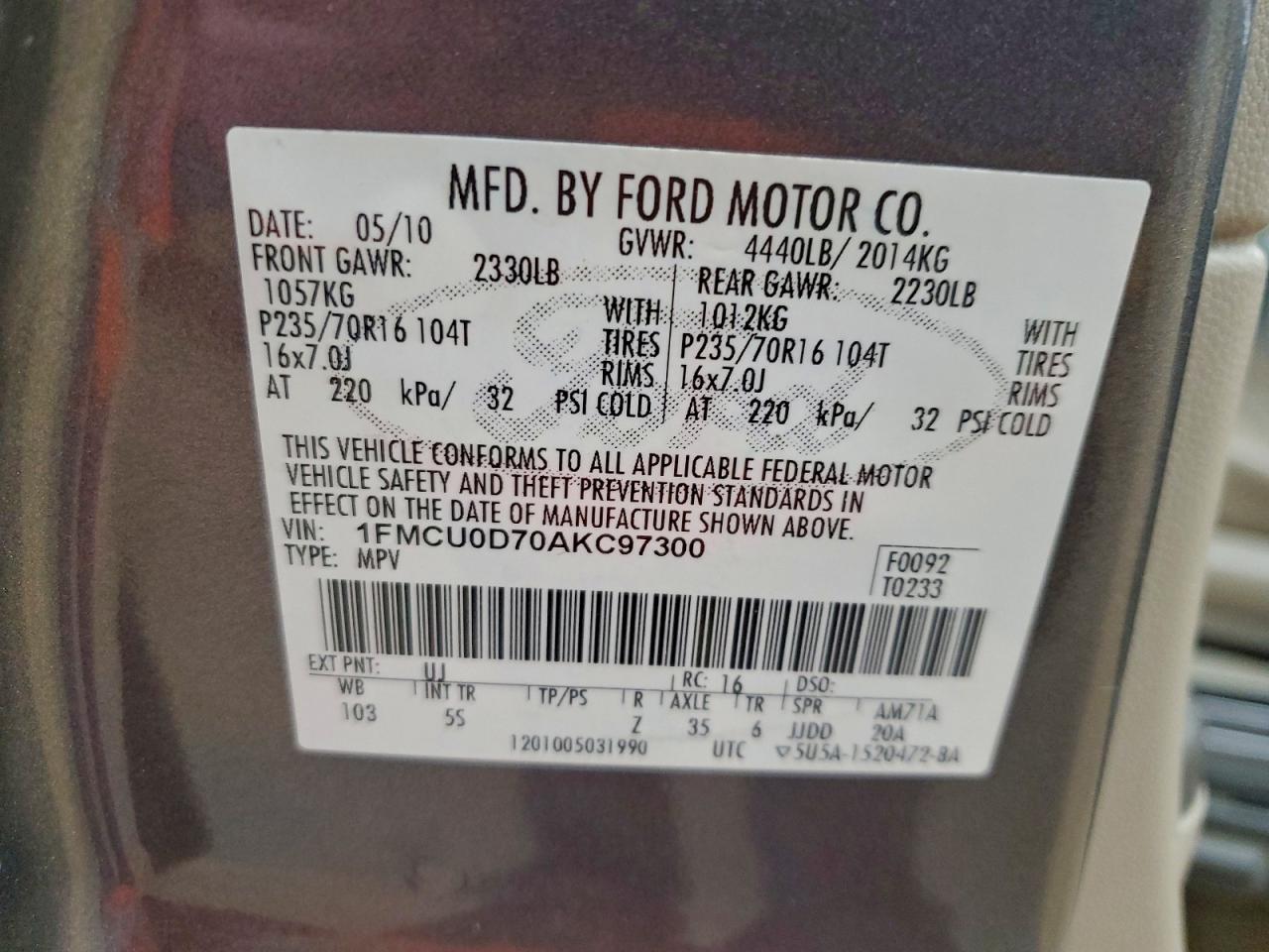 2010 FORD ESCAPE XLT photo 13