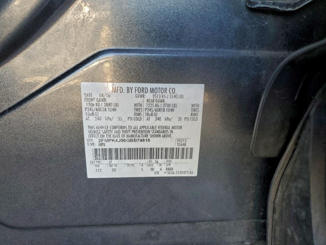 2016 FORD EDGE SEL photo 13