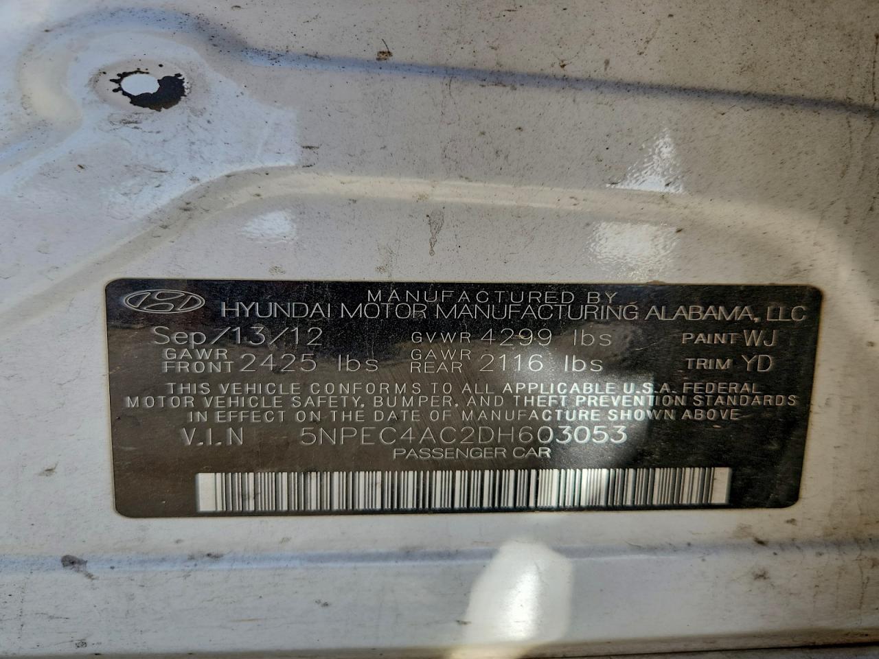 2013 HYUNDAI SONATA SE photo 13