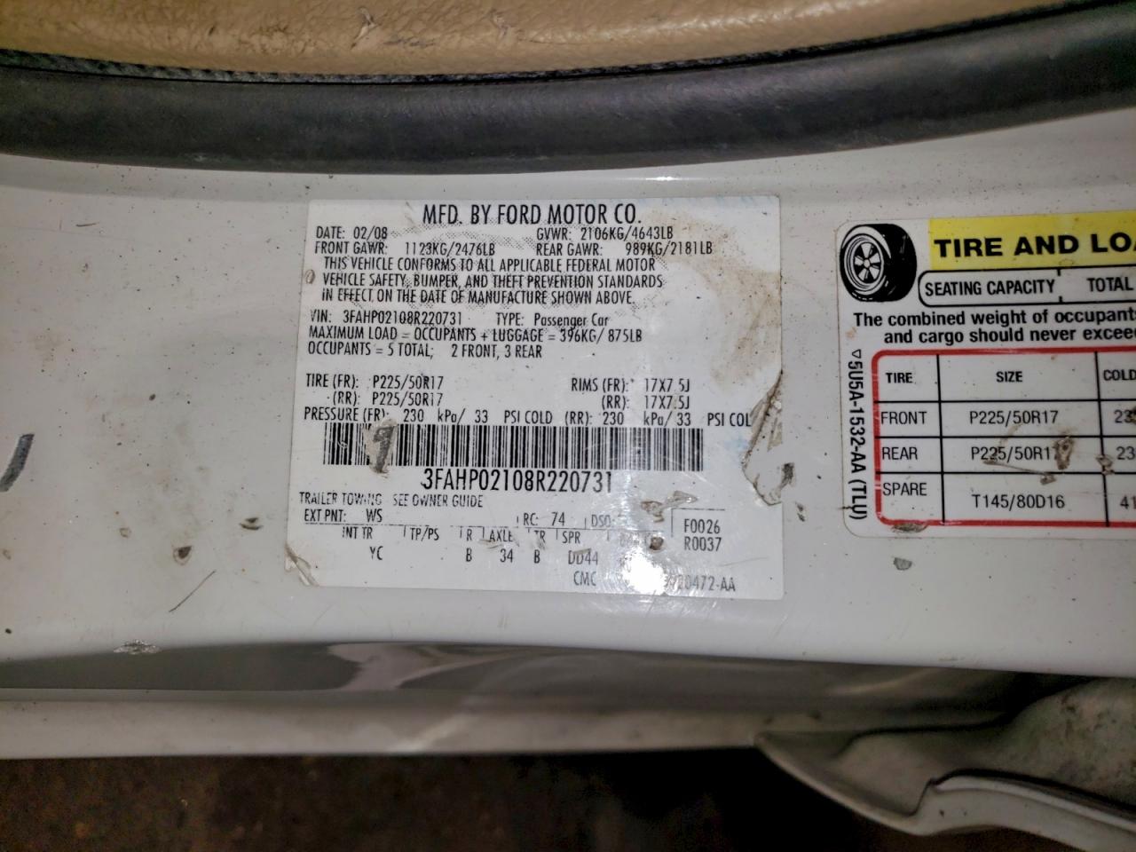 2008 FORD FUSION SEL photo 12
