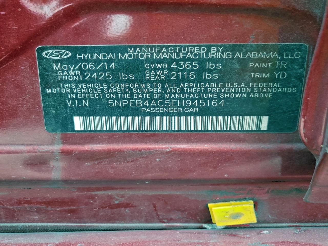 2014 HYUNDAI SONATA GLS photo 12