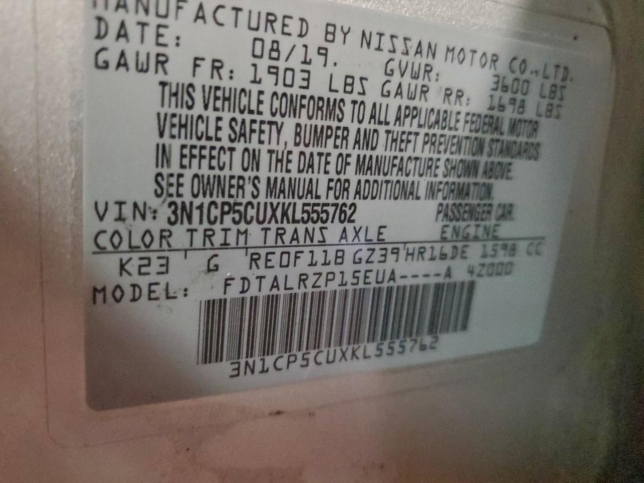 2019 NISSAN KICKS S photo 12