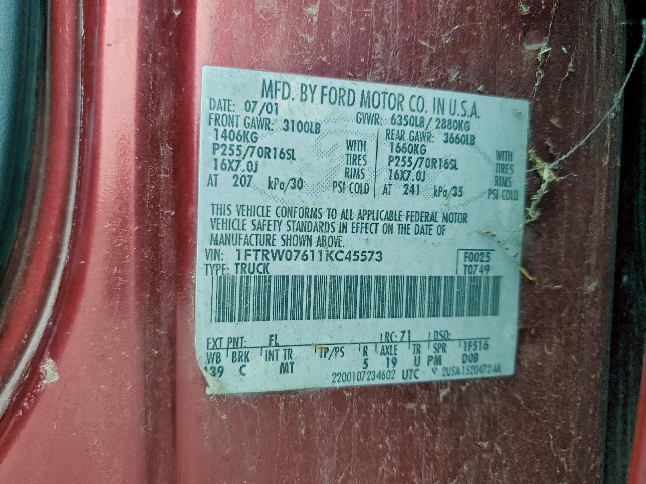 2001 FORD F150 SUPERCREW photo 13