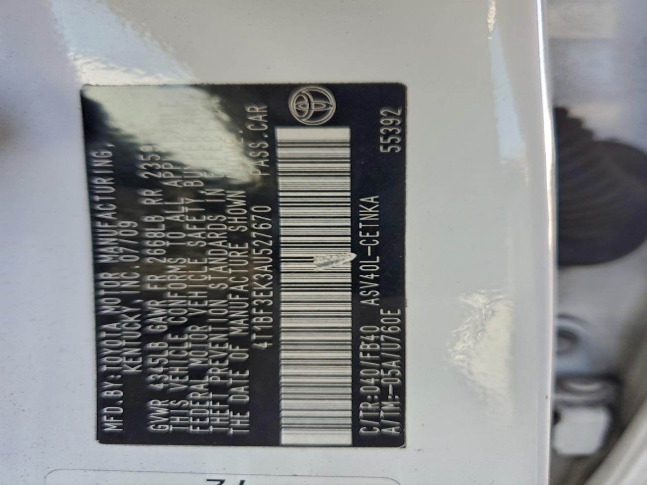 2010 TOYOTA CAMRY BASE photo 13