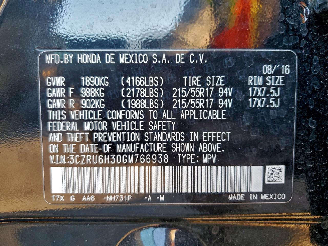 2016 HONDA HR-V LX photo 14