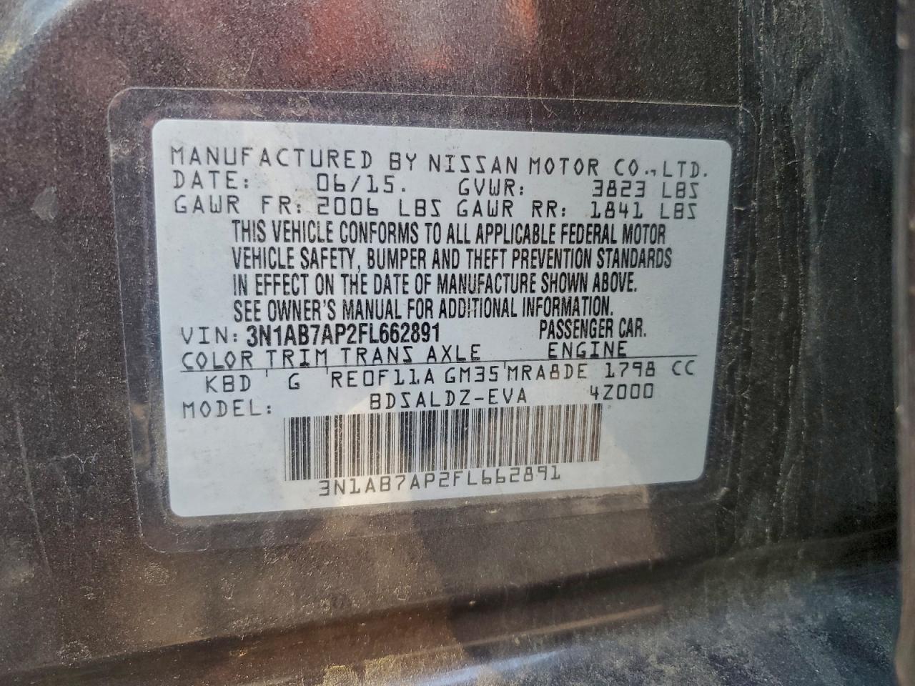 2015 NISSAN SENTRA S photo 12