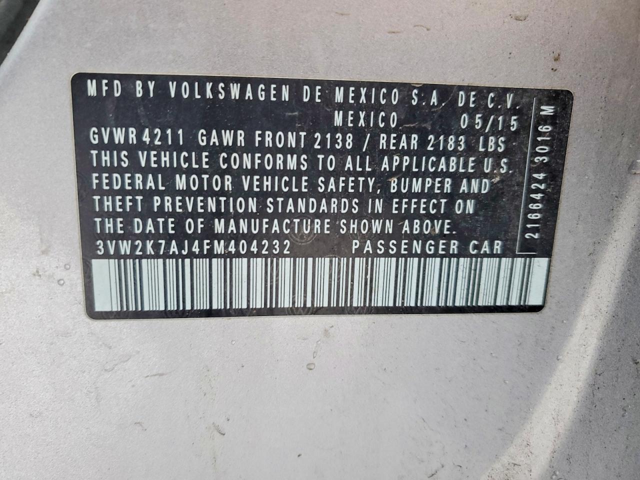 2015 VOLKSWAGEN JETTA BASE photo 12