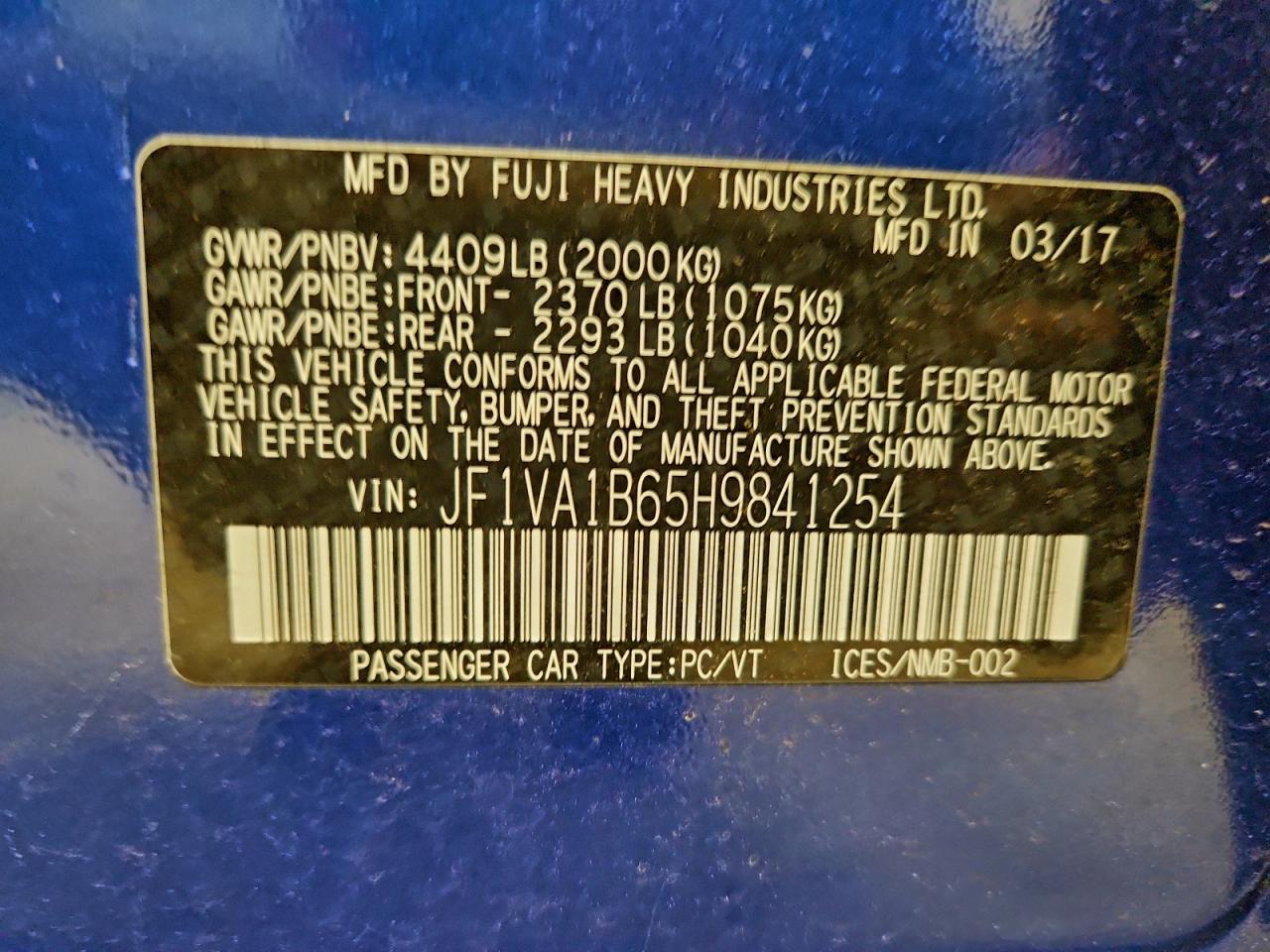 2017 SUBARU WRX photo 12