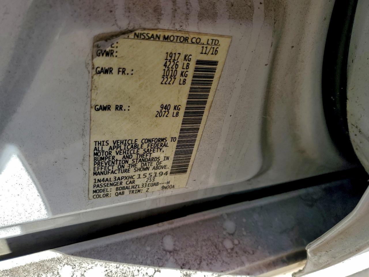 2017 NISSAN ALTIMA 2.5 photo 12