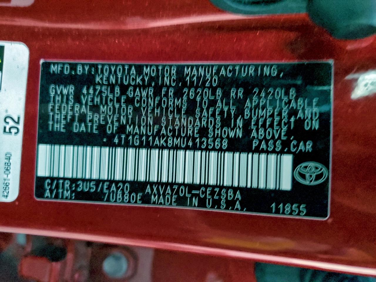 2021 TOYOTA CAMRY SE photo 13