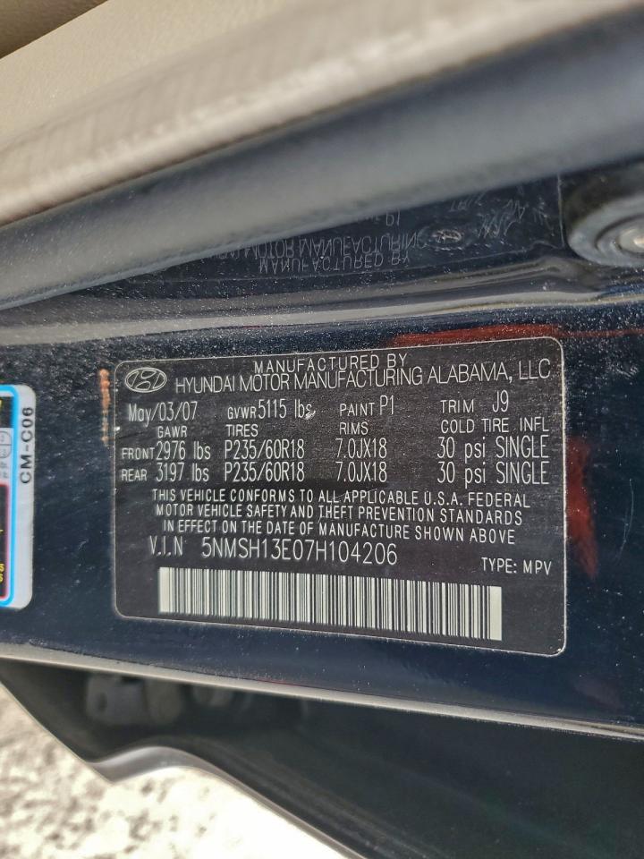 2007 HYUNDAI SANTA FE SE photo 13