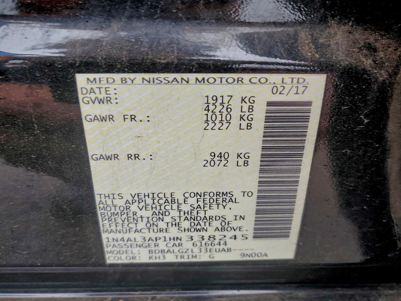 2017 NISSAN ALTIMA 2.5 photo 12