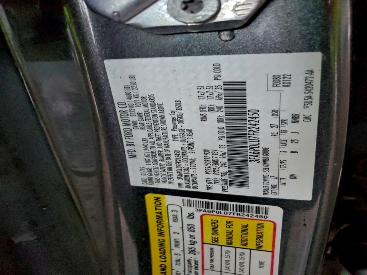 2015 FORD FUSION SE HYBRID photo 12