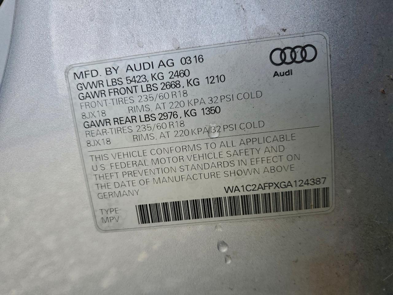 2016 AUDI Q5 PREMIUM photo 13