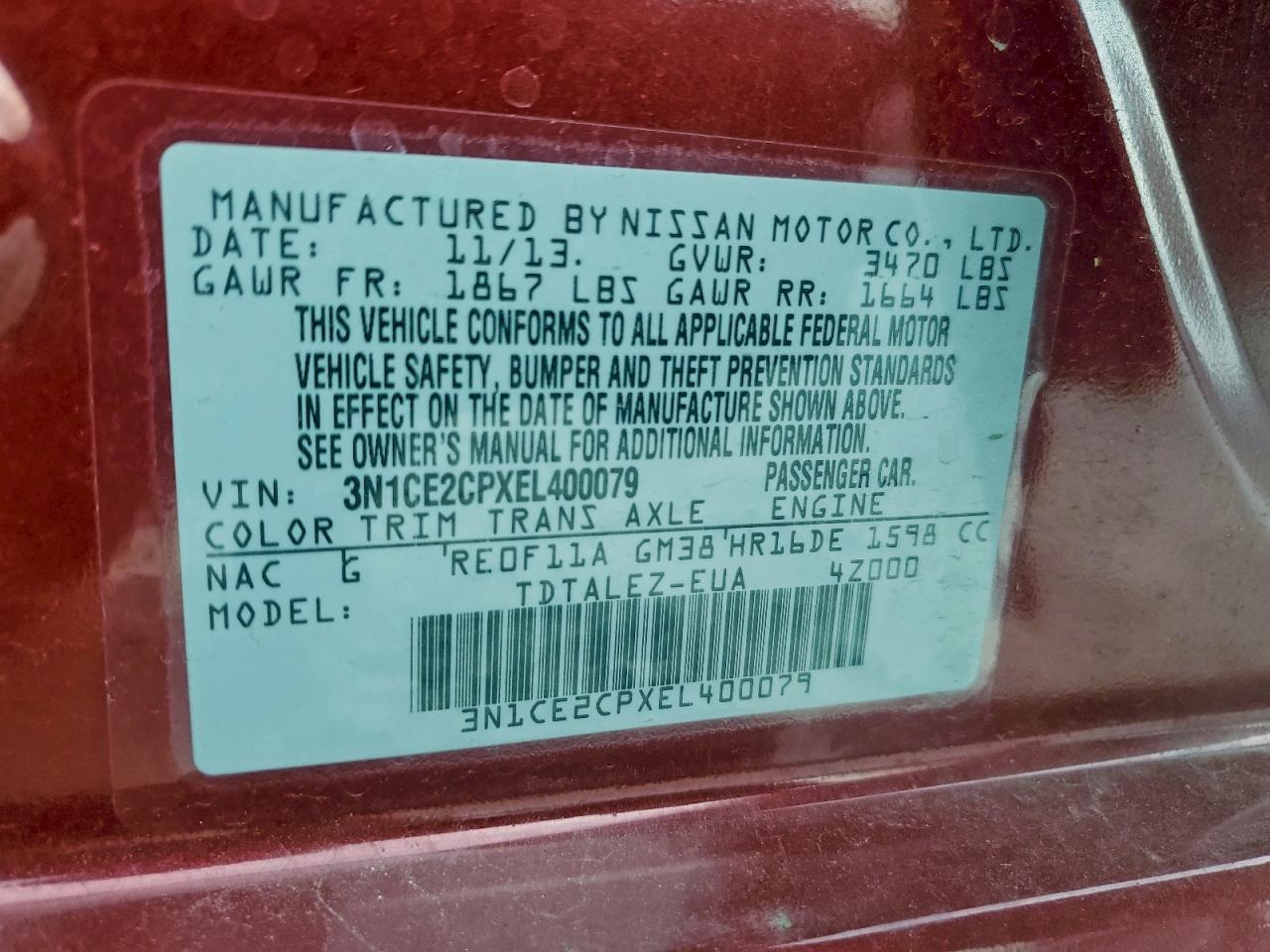 2014 NISSAN VERSA NOTE S photo 12