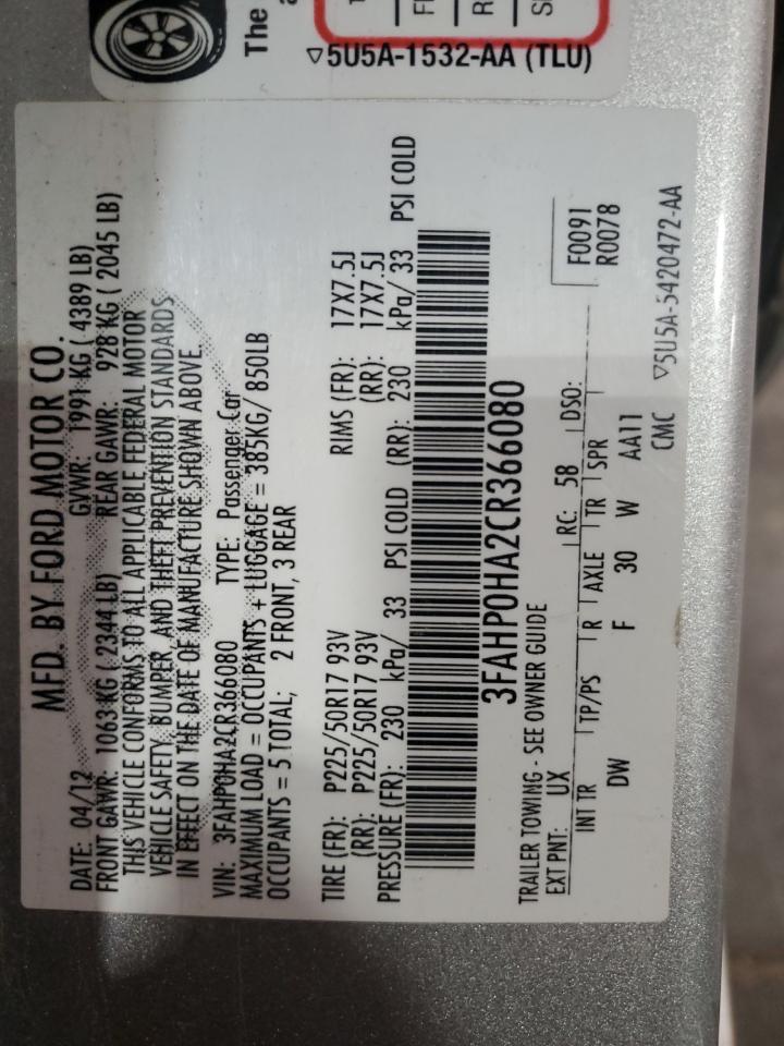 2012 FORD FUSION SE photo 12